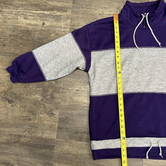 Vintage 90s BACKROAD BLUES Sweatshirt Mock Neck Men Size Large Striped‎ - Picture 3 of 10